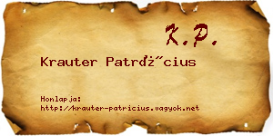 Krauter Patrícius névjegykártya